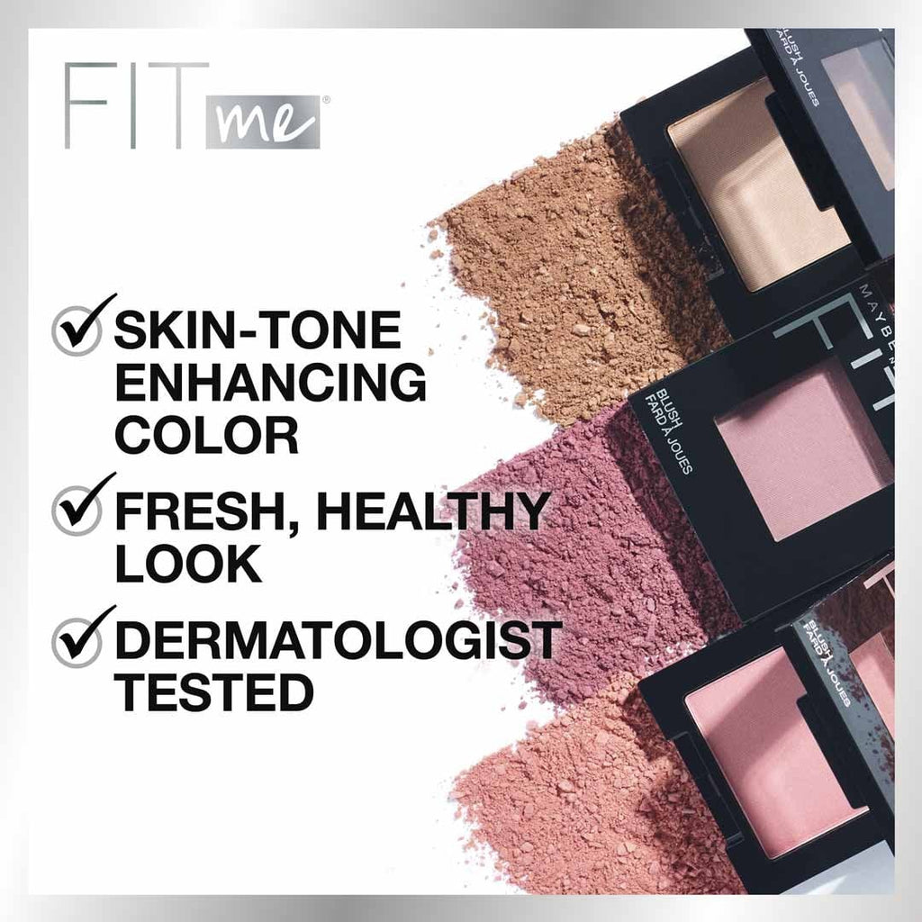 Maybellines Fit Me Blush provides skin tone enhancing color and a fresh, healthy look.