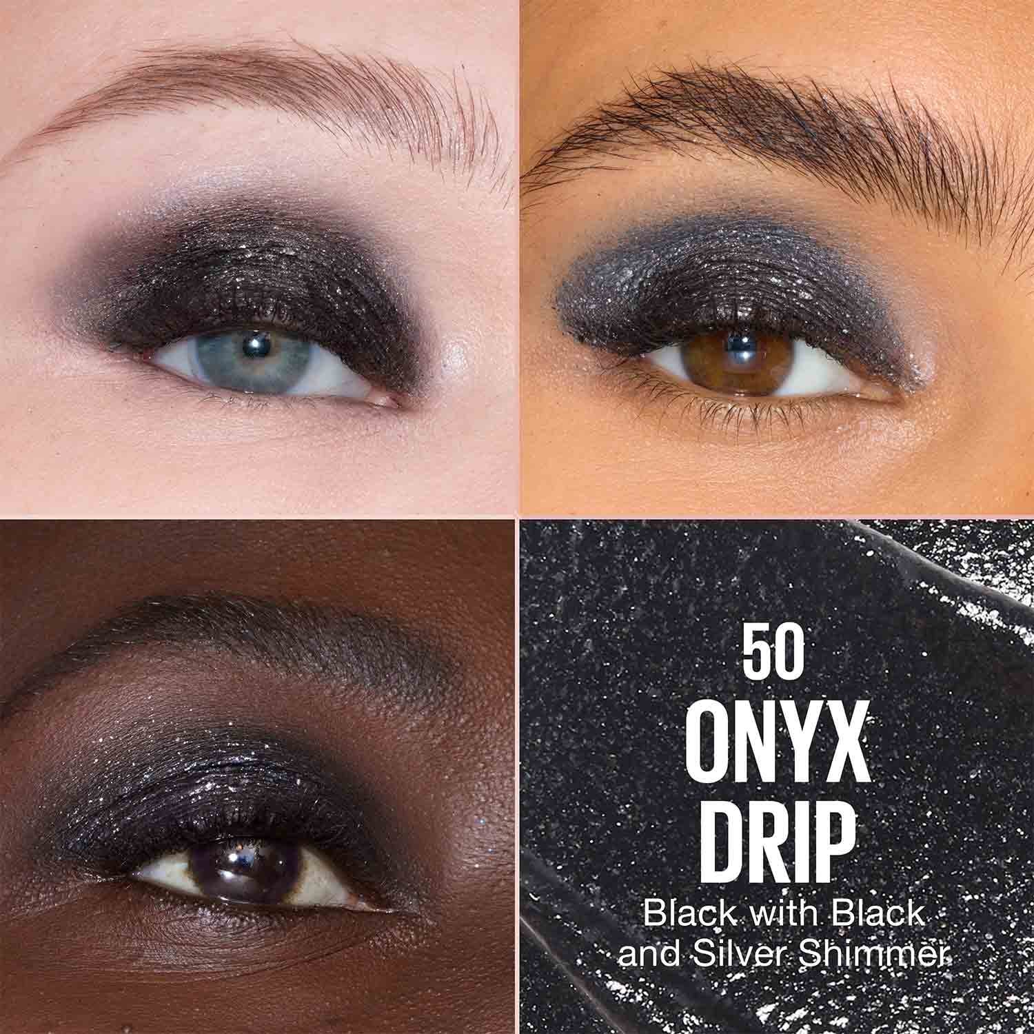 MNY Eye Shadow Shadow Drip ATF Shade Card 50 Onyx Drip 1500x1500