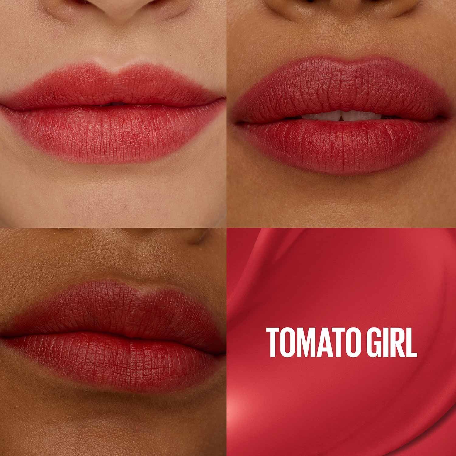 MAYBELLINE TEDDY TINT SHADE CARD NUDES TOMATO GIRL